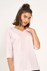 3/4 sleeve cotton v neck t-shirt